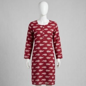 Maroon Cotton Paisley Print Straight Kurti