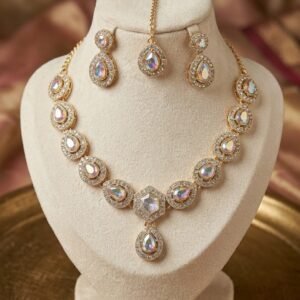 Silver Radiance Geometric Zig-Zag Choker & Dangle Earrings