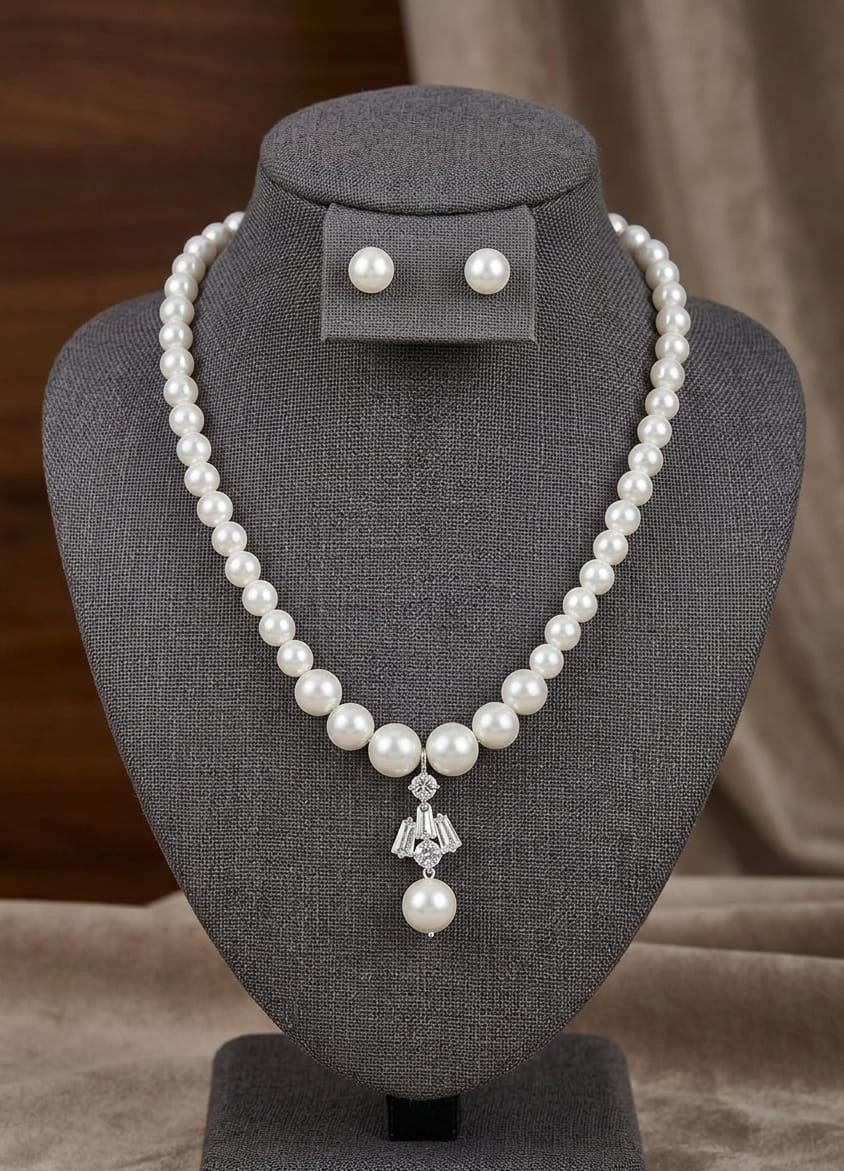 Modern Rhodium-Plated Zig-Zag Set