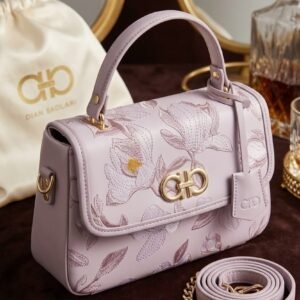 Lavender Flora Embroidered Satchel