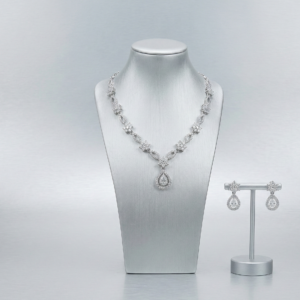 Silver Radiance Geometric Zig-Zag Choker & Dangle Earrings